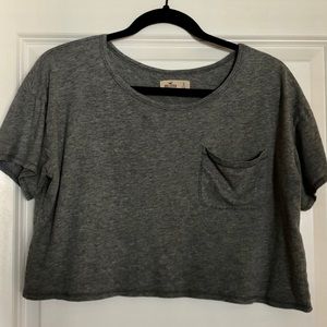 Hollister Gray Crop Top Pocket Tee